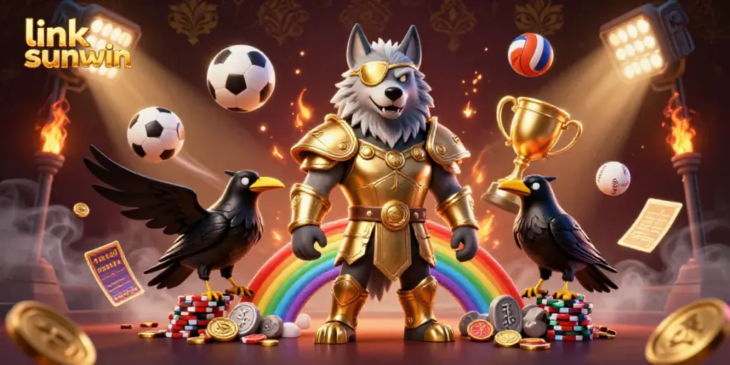 Join the excitement and win with link sunwin, featuring Norse-inspired characters on a vibrant casino bridge.