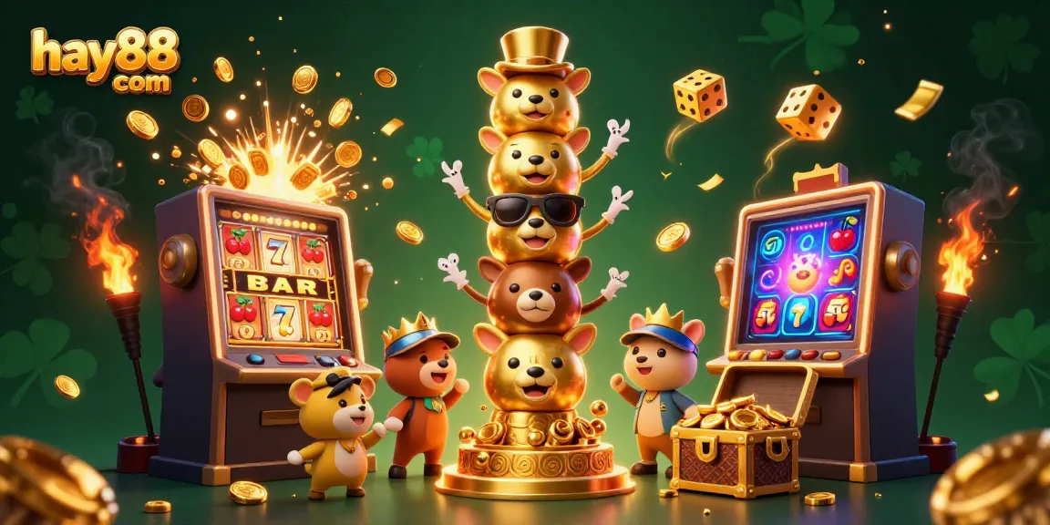 Experience thrilling casino gameplay with hay88 com's vibrant 3D slot scenes and whimsical totem characters.