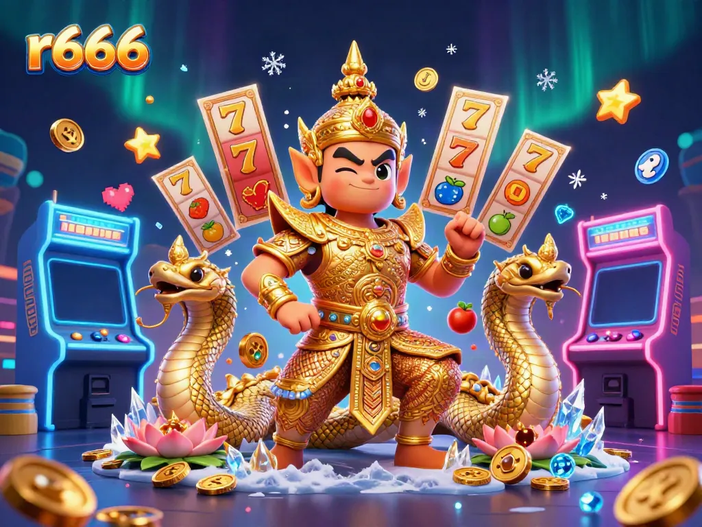 Experience the excitement of r666's slot games with colorful characters and vibrant gaming elements.