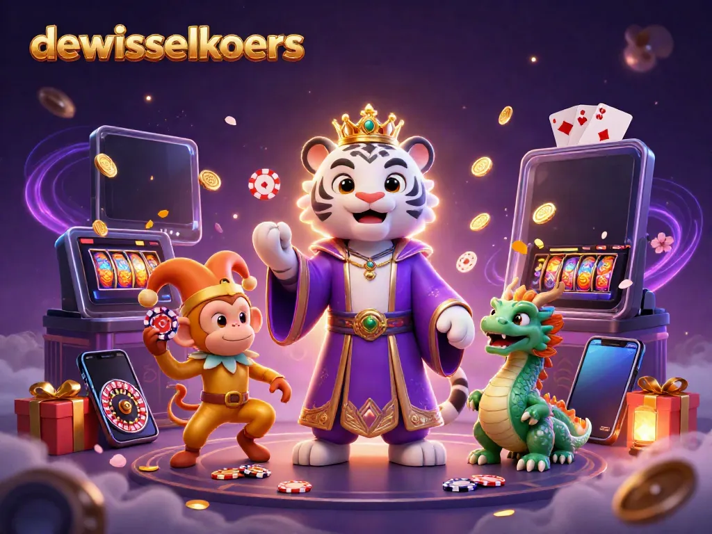 Engage in thrilling casino fun with dewisselkoers featuring lively tiger and monkey in a vibrant digital realm.