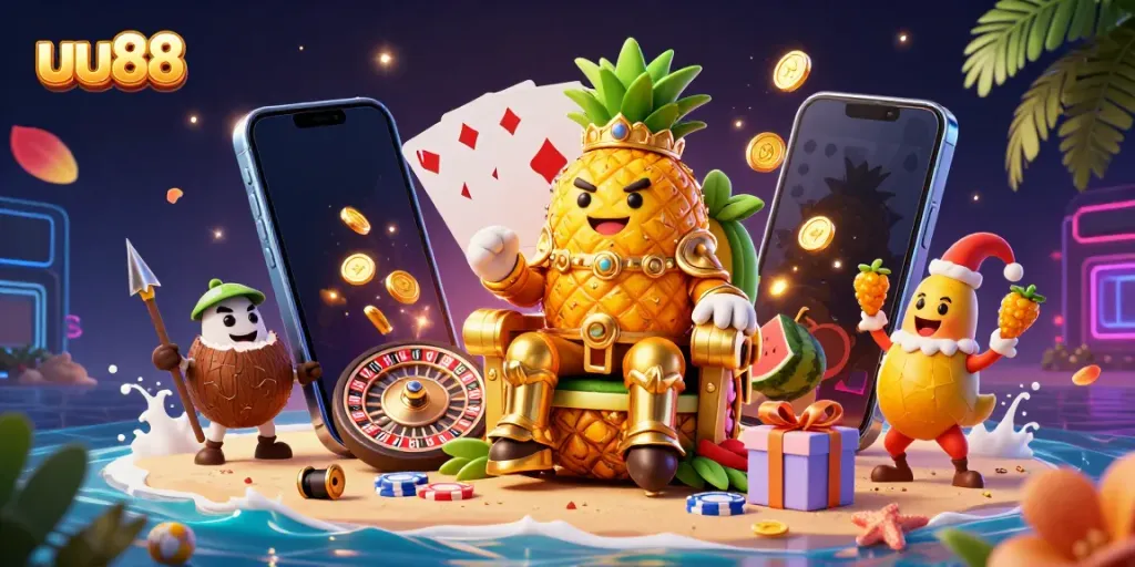 Experience the excitement of uu88 with vibrant casino characters and gaming elements.