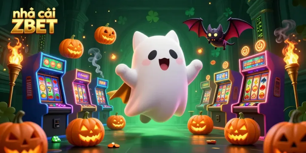 Experience thrilling fun with nhà cái ZBET in this vibrant, haunted casino scene.