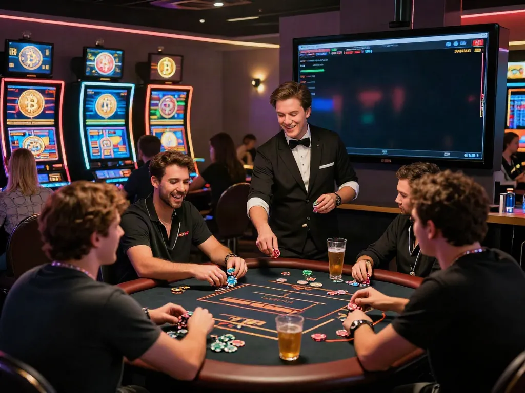 Players enjoying thrilling games at a Bitcoin casino, highlighting the modern crypto gaming experience.