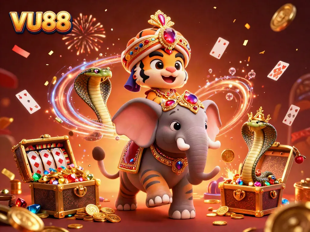 Experience the thrill of VU88 with a vibrant illustration of casino excitement.