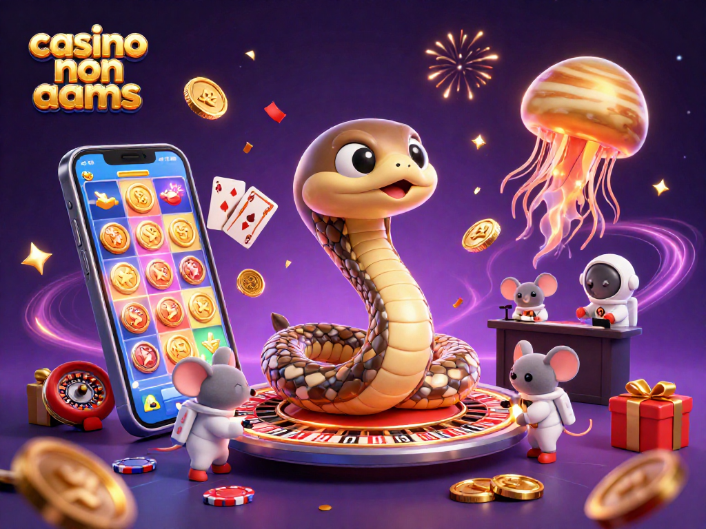 Scopri giochi emozionanti nei casino non AAMS con il serpente di Saturno e astronauti che scommettono.