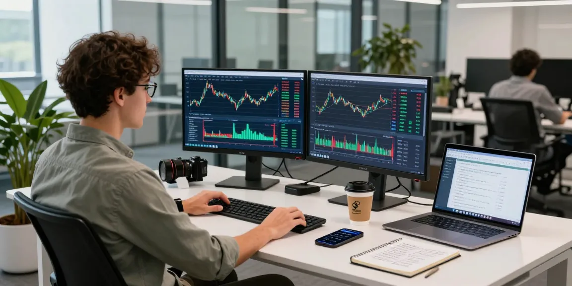 Explore the low latency tick data API in a modern tech workspace, showcasing developers engaged in real-time financial data analysis.