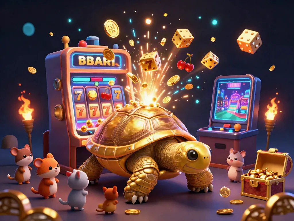Engage in thrilling gameplay with OKWIN's vibrant casino scene featuring a jackpot slot explosion, games, and excitement.