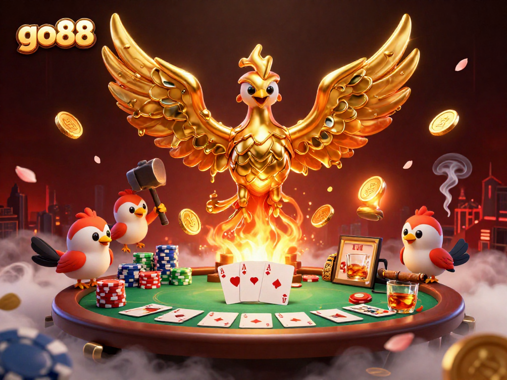 Experience exciting games at go88 while a molten golden phoenix brings wealth and thrill.