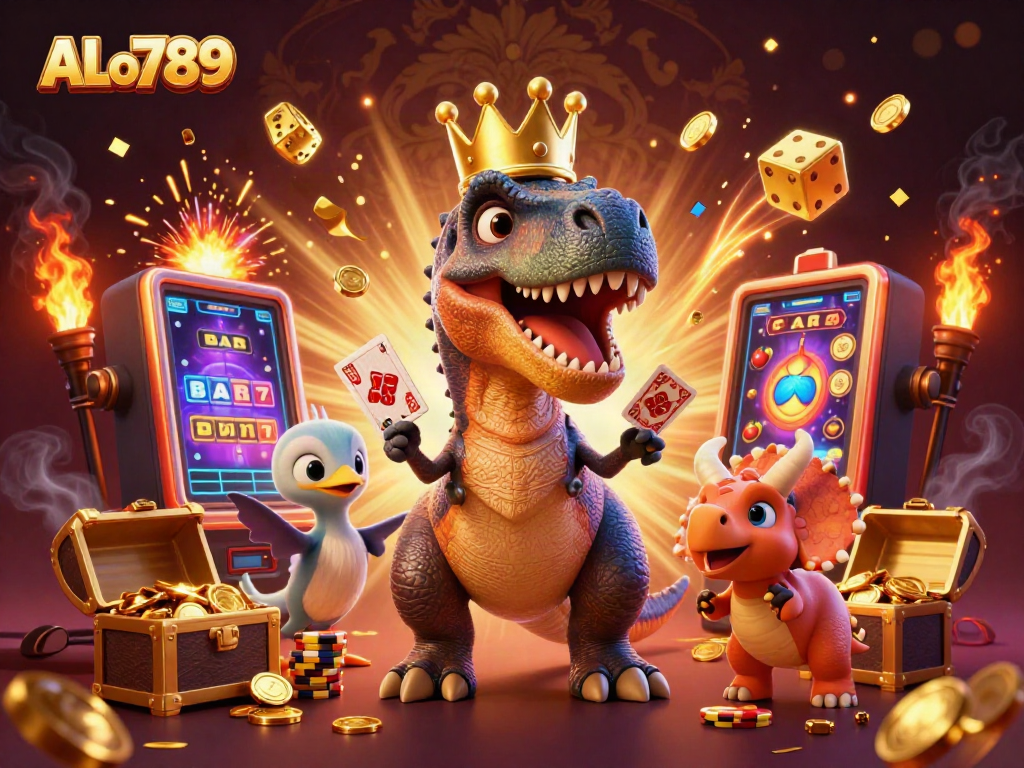 Experience exciting betting at ALo789 with vibrant characters in a colorful casino scene.