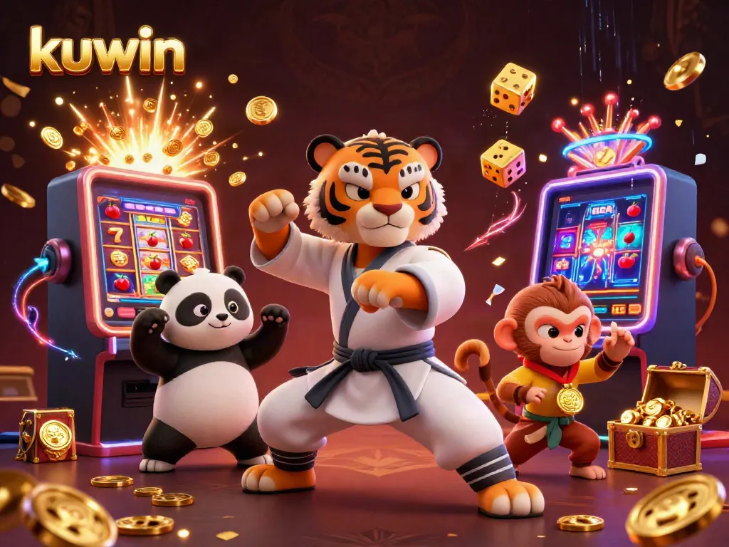 Experience the thrill of kuwin casino games with colorful slot machines, animated characters, and an exciting atmosphere.