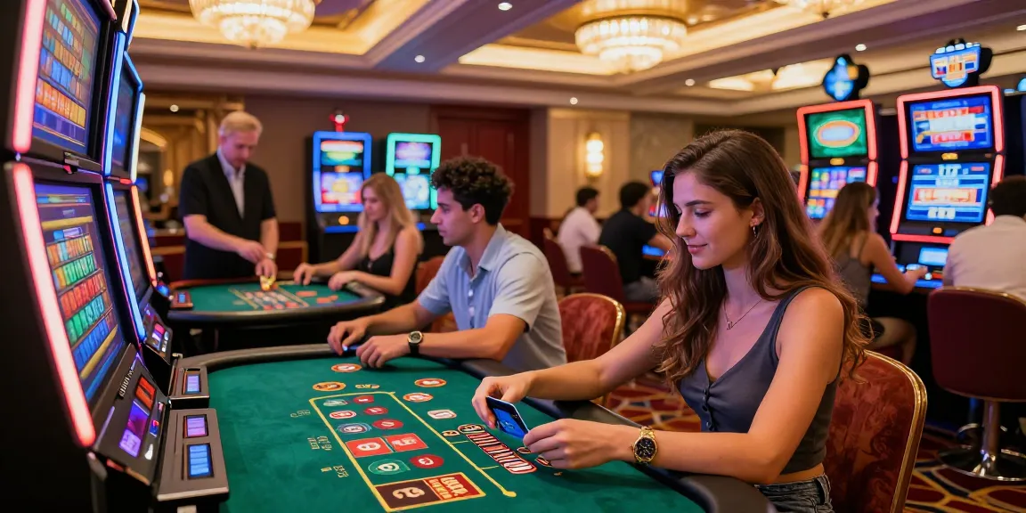 Players enjoying the excitement of online credit card casinos with vibrant lights and interactions.