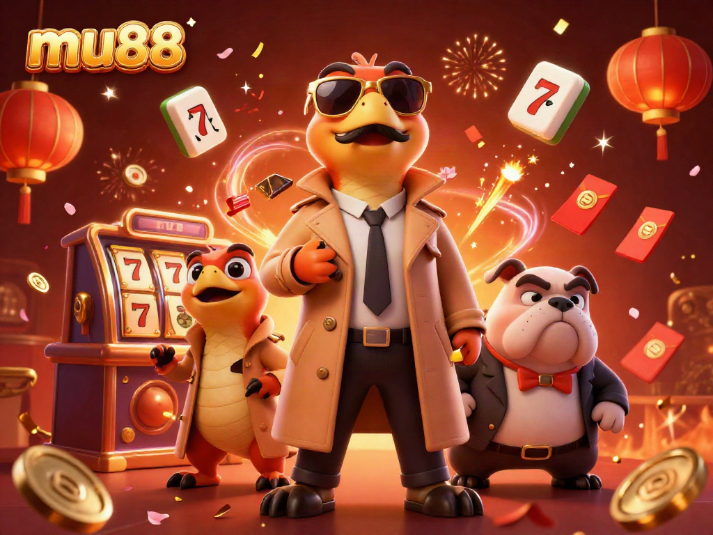 mu88 three raptors in a trench coat ready to gamble, with vibrant casino elements and a bouncer.