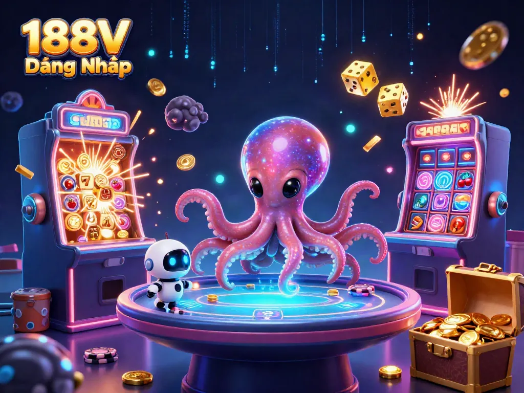 Engage in thrilling gaming at 188V Đăng Nhập with a vibrant 3D casino scene.