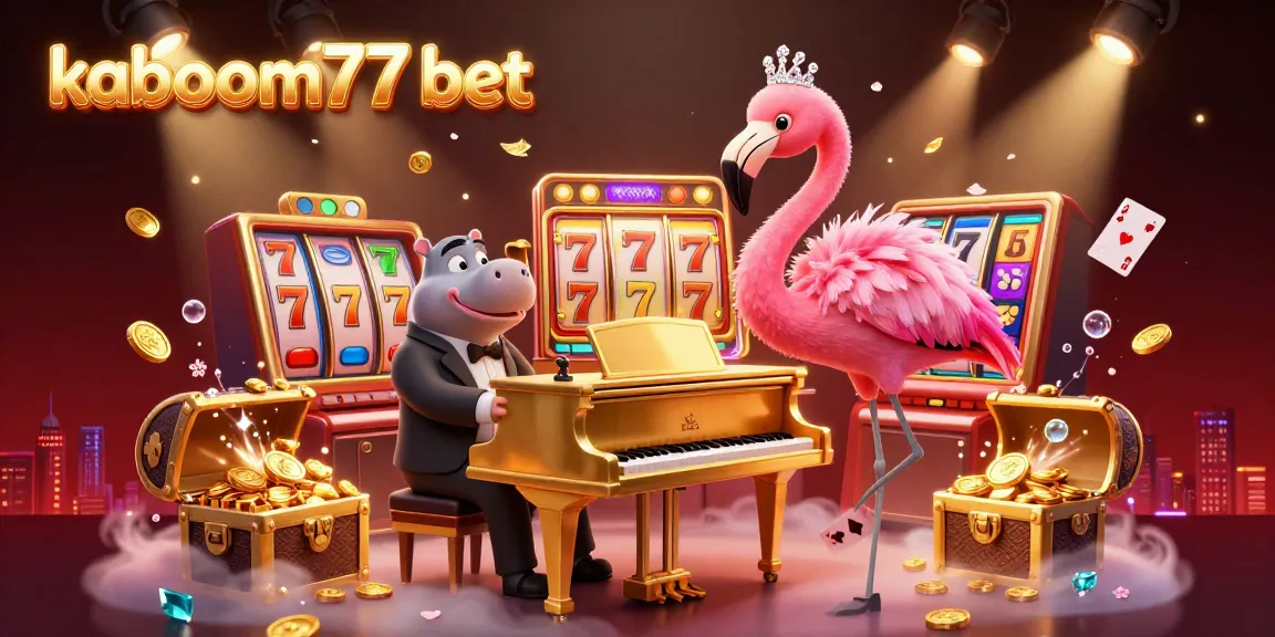 Experience kaboom77 bet with slots and jackpots in a vibrant 3D casino scene.