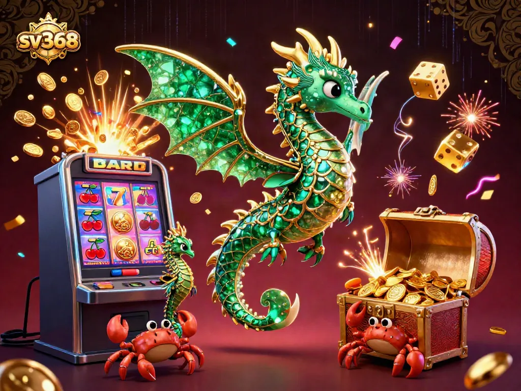 Spin and win at sv368's vibrant online casino with a treasure-filled sea-themed illustration bursting with energy.
