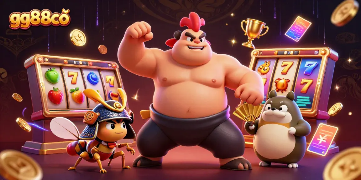 Experience the excitement of gg88co as a powerful sumo rooster and fierce cricket conquer the slot reels.