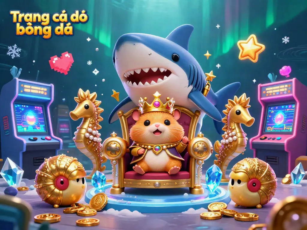 Bet on Trang cá độ bóng đá with vibrant underwater casino elements featuring a golden hamster king.