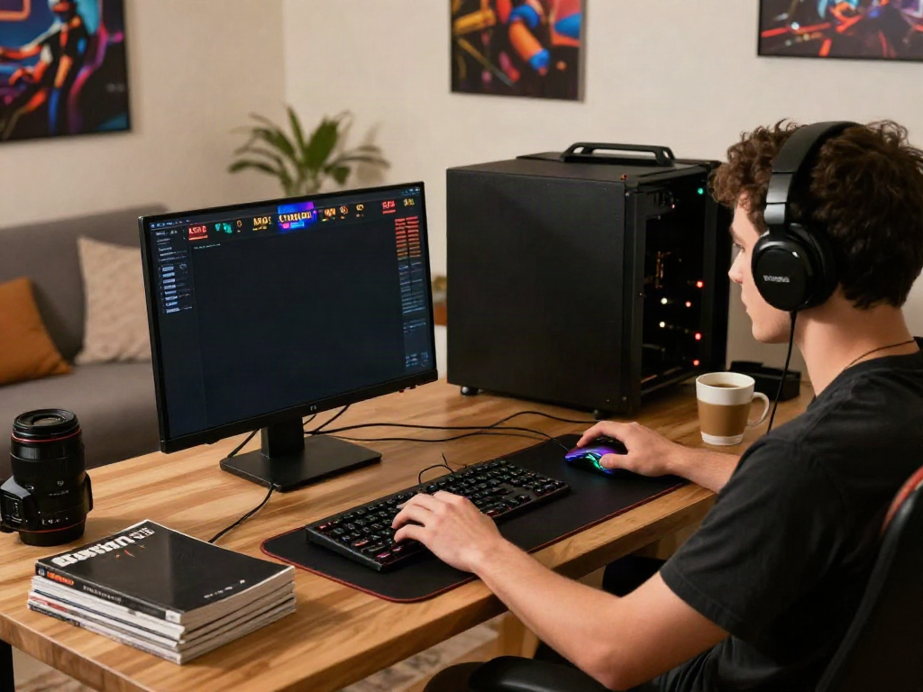 Player enjoying Casino En Ligne at home, engaging with an online game on a computer.