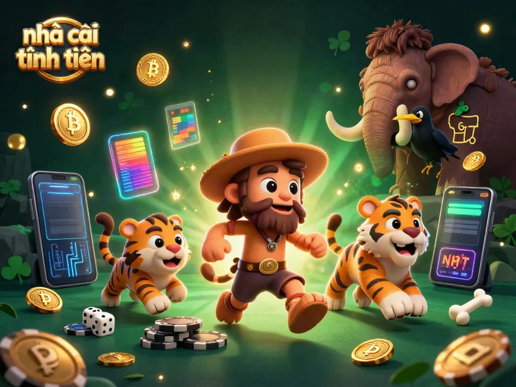 Enjoy chance to win at nhà cái tặng tiền with cartoon caveman and tiger in dynamic prehistoric casino.