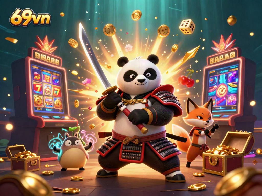 Experience the vibrant excitement of 69vn's casino games with a thrilling 3D illustration.