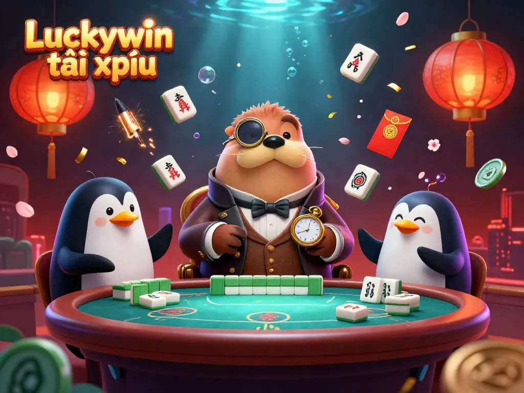 Experience the thrill of Luckywin tài xỉu with a vibrant underwater gambling scene featuring unique characters and game elements.