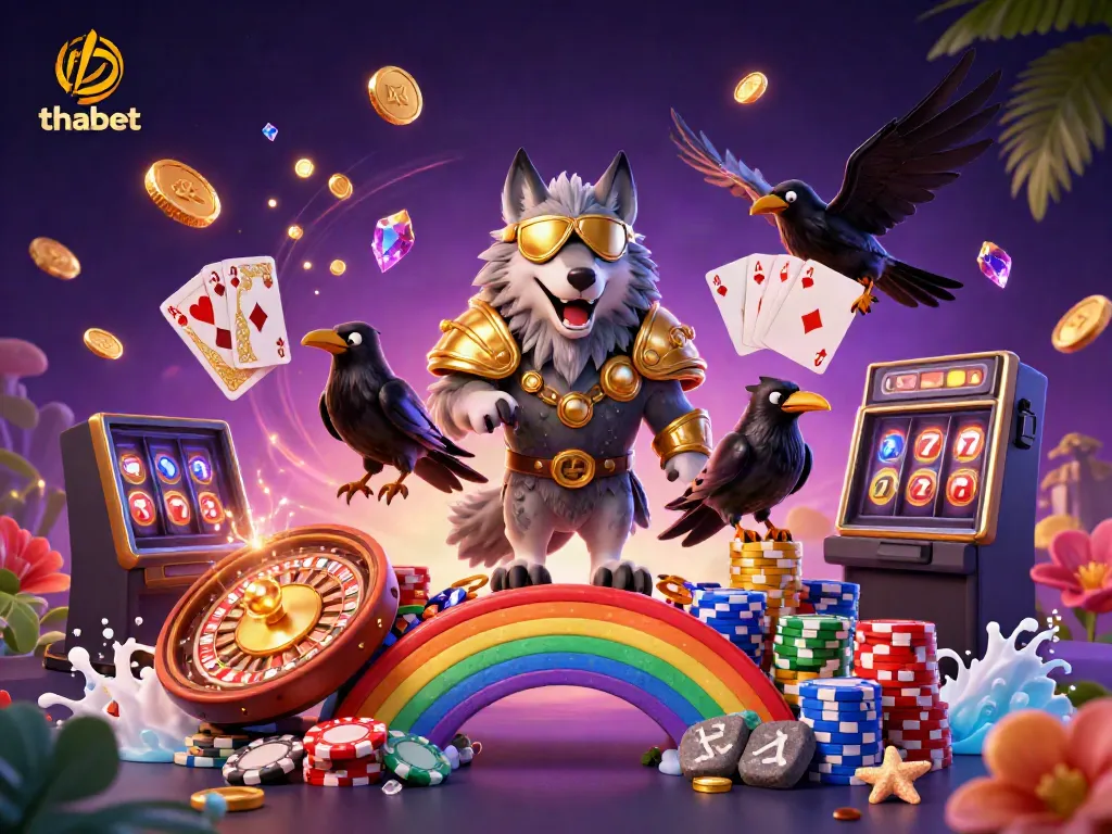 Engage in thrilling gameplay at thabet with vibrant characters and casino elements in a magical setting.
