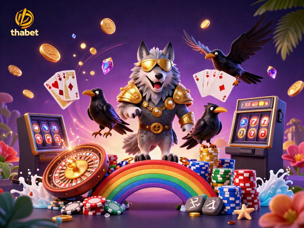 Engage in thrilling gameplay at thabet with vibrant characters and casino elements in a magical setting.