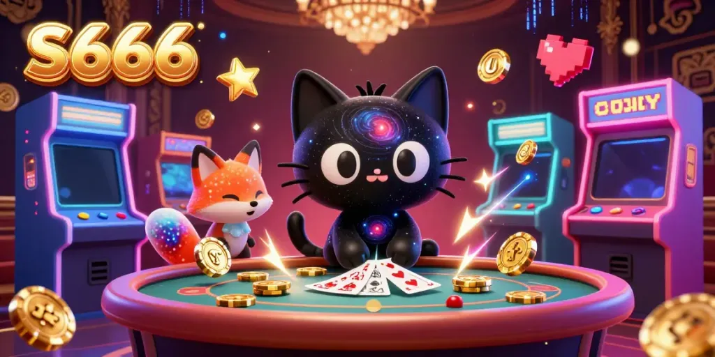 S666 invites gamblers into a vibrant cosmic casino, with playful characters and dynamic gaming elements.