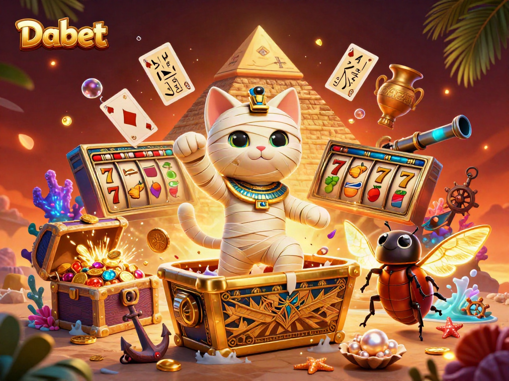 Dabet offers thrilling slot casino experiences with vibrant Egyptian-themed characters and dynamic gameplay.