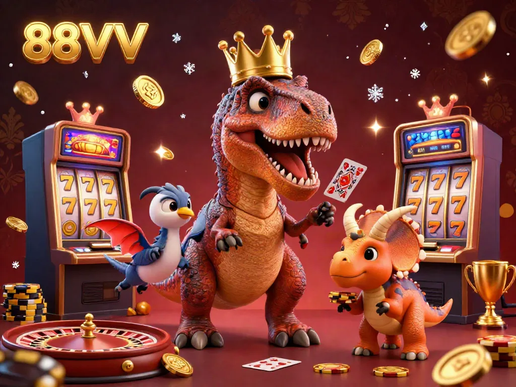 Experience thrilling gameplay at 88VV with vibrant slot machines, spinning reels, and dynamic casino elements.