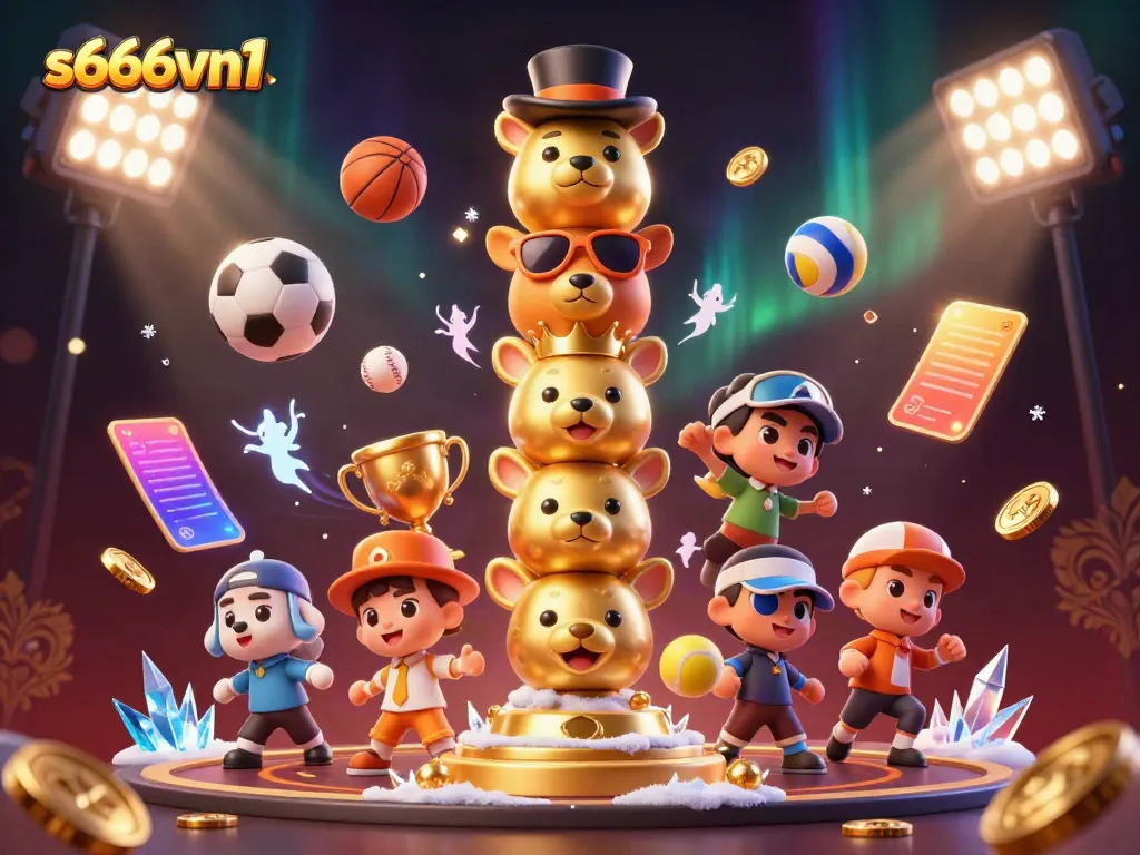 Experience thrilling games at s666vn1 with dynamic sports elements and a golden totem pole.