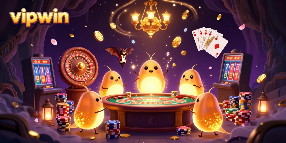 Light up your VIPWIN gaming night in this vibrant, animated casino scene filled with excitement.