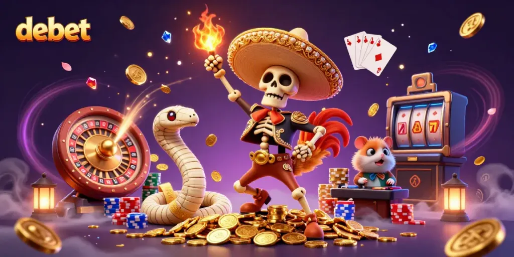 Experience debet's dynamic casino atmosphere with vibrant characters and thrilling gaming elements