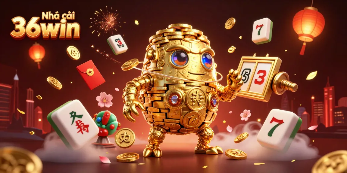 Experience thrilling gameplay at Nhà cái 36win with vibrant 3D illustrations of exciting casino game elements and rich visuals.