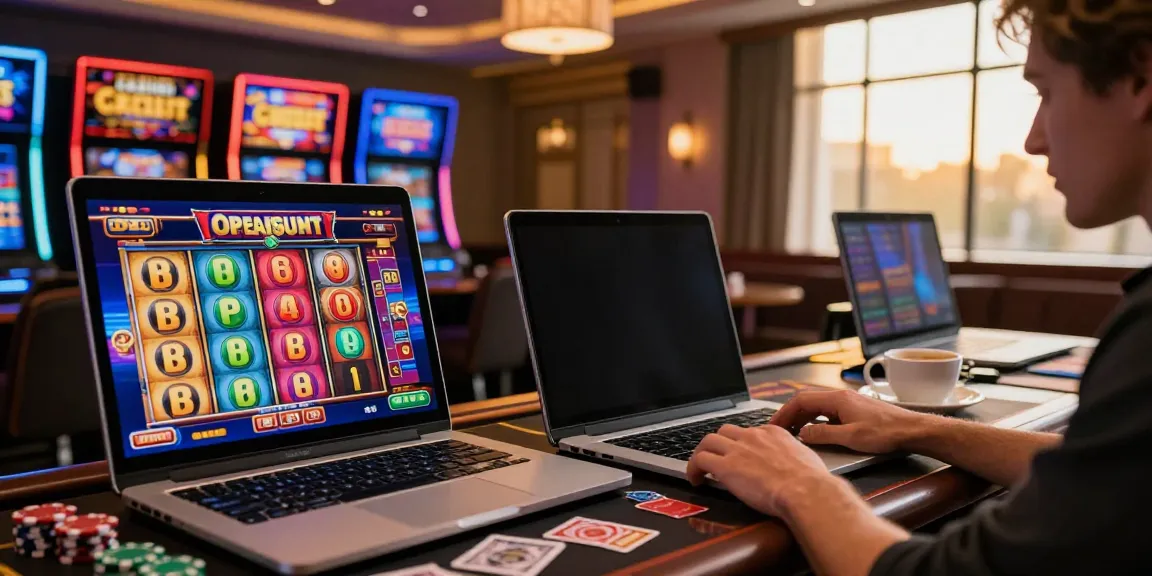 Casino Gratuit player enjoying vibrant online slots with chips and cards on table
