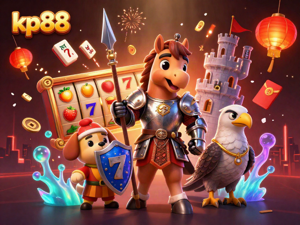 Experience thrilling gaming at kp88 with knights, magical symbols, and rich casino elements.